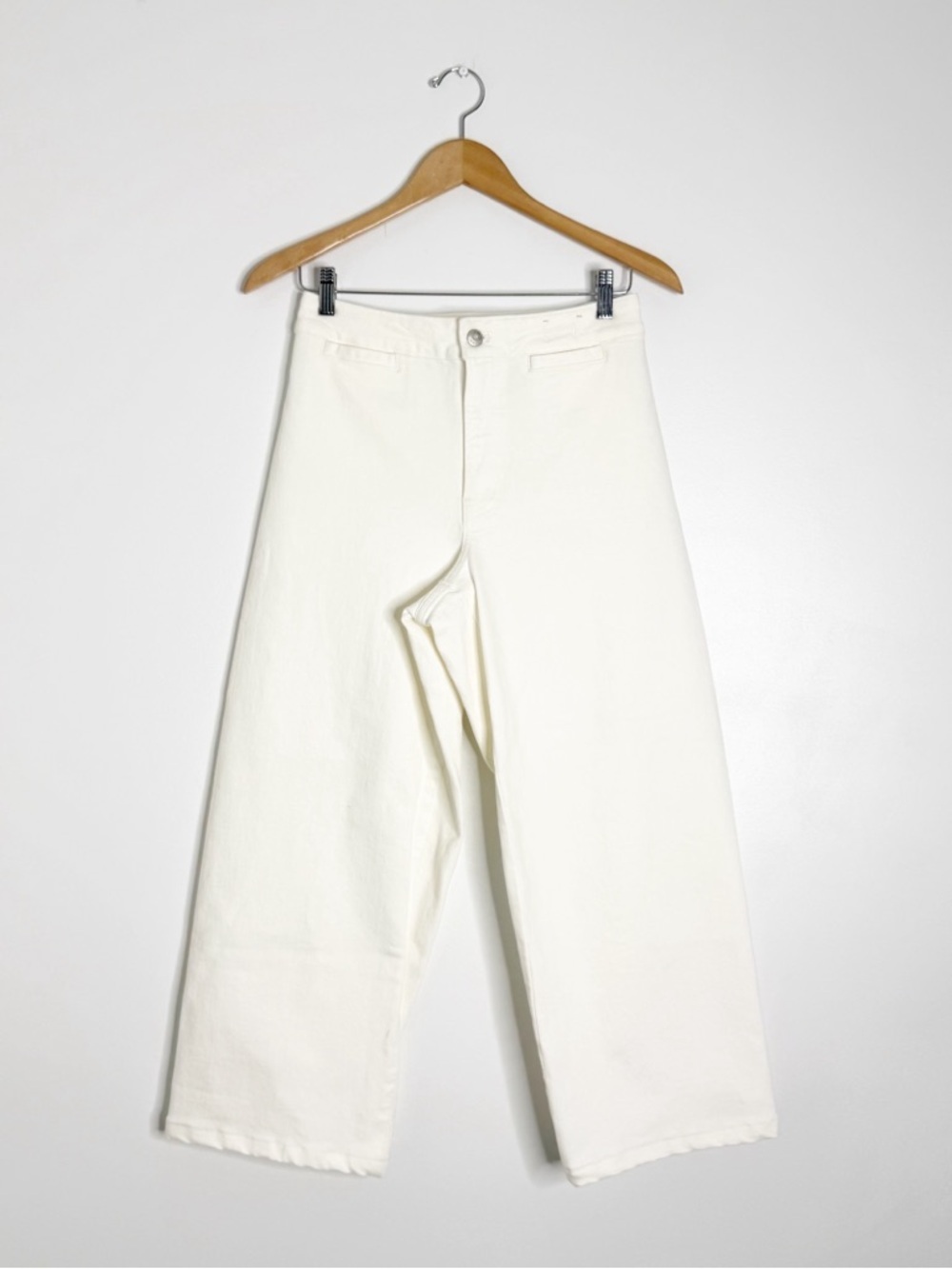 Madewell Curvy Emmett Wide Leg Jeans White Size 27 Crop Raw Hem